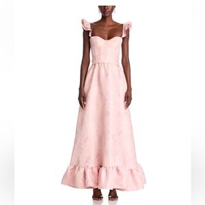 NWT V. Chapman Veronica Dress Size 12 Pink Windsor Brocade Maxi Corset Dress